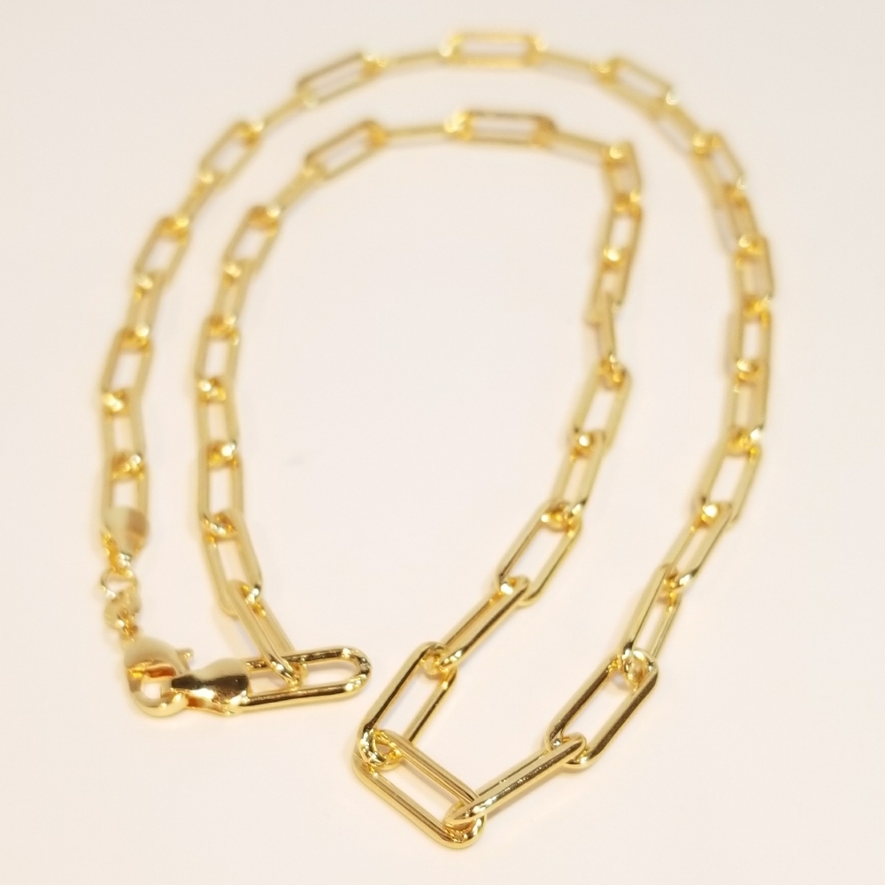 18K Gold Filled Paperclip Chain Necklace NEW - Picture 2 of 10